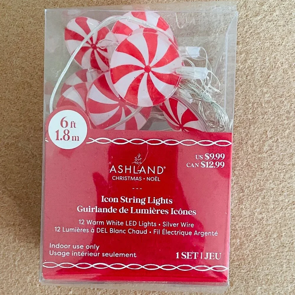 ASHLAND PEPPERMINT CANDY CHRISTMAS KITSCH ICON STRING LIGHTS - RARE